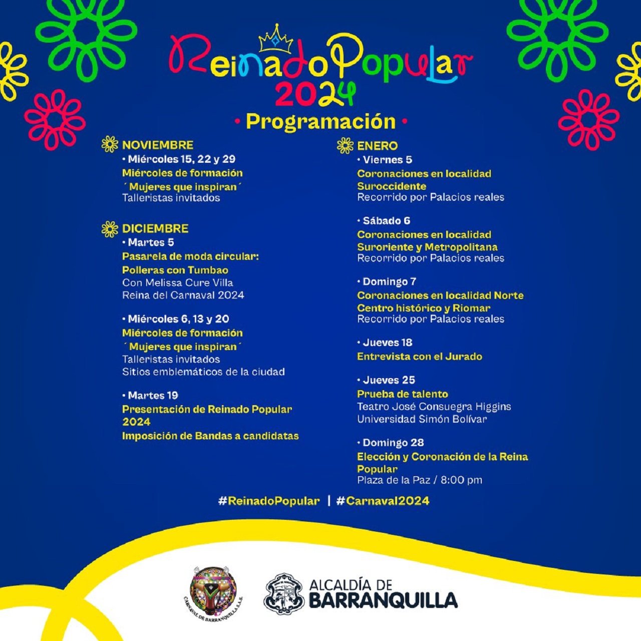 Programación del Carnaval de Barranquilla 2024 de la ciudad