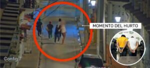 (Video) Capturan a adulto y aprehenden a menor por robo de cadena de oro a turista extranjero en Cartagena