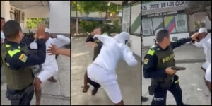 ¿Abuso de autoridad o irrespeto del ciudadano?: policía y motociclista se fueron a los golpes en Cartagena
