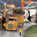 Finalizado el duelo Junior-Tolima, la maquinaria pesada se metió en el Metropolitano para iniciar las obras