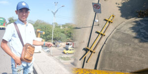 Se desprendió una baranda del puente de la Cordialidad y usuarios temen que colapse como el de la calle 30
