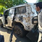 Comandante de una estación de Policía y un patrullero se salvaron de morir en atentado: camioneta quedó destruida