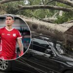 Jugador del América contó con suerte al salir ileso cuando enorme árbol cayó sobre su vehículo en Cali