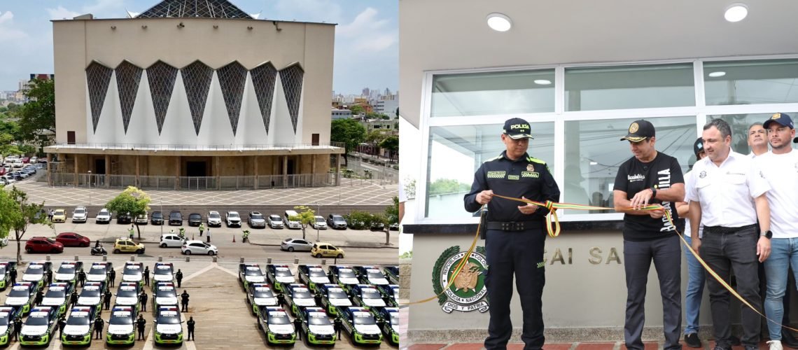 Camionetas Policía e inauguración CAI Santa María