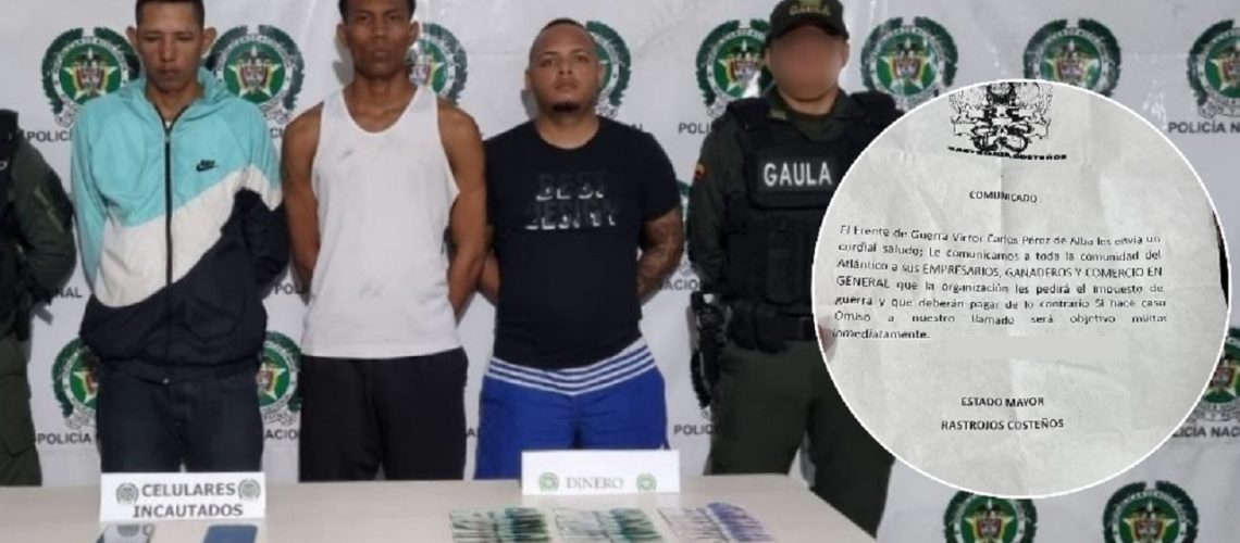 Captura presuntos extorsionistas Soledad Malambo