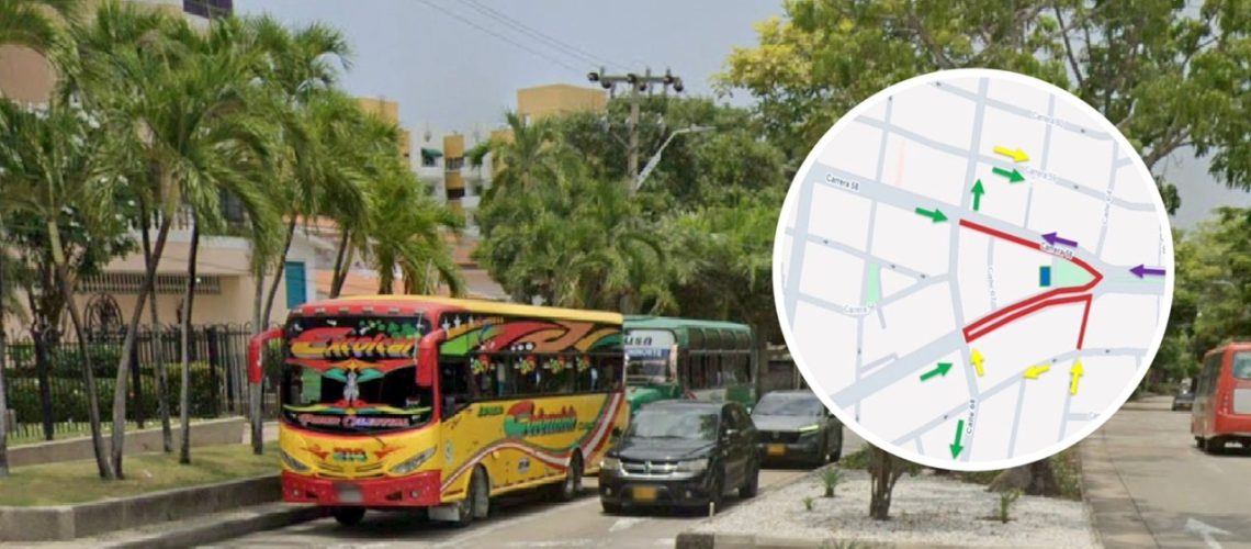 Cierres viales grabación serie Barranquilla