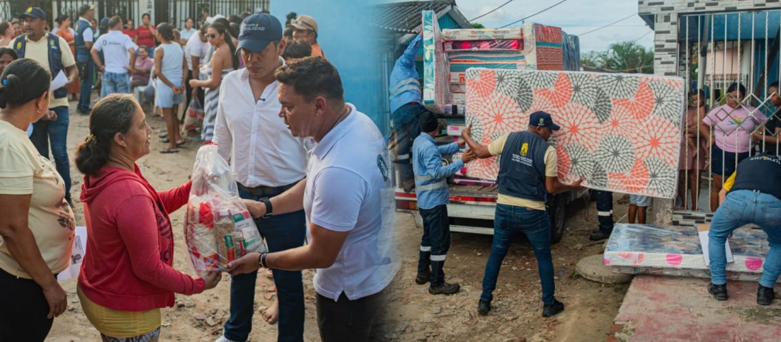 Entrega ayudas humanitarias daminificados Soledad
