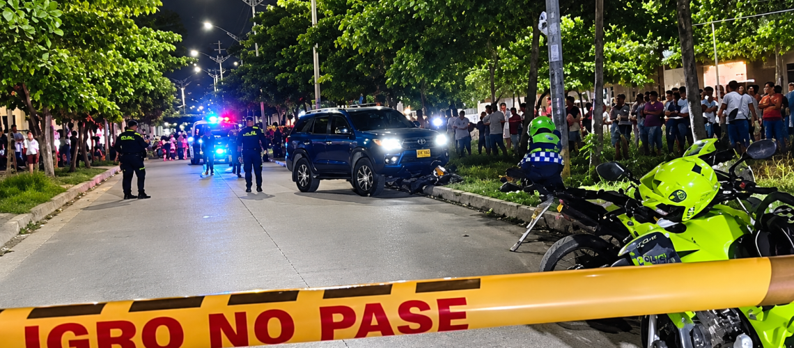 Escena policial nocturna en la calle