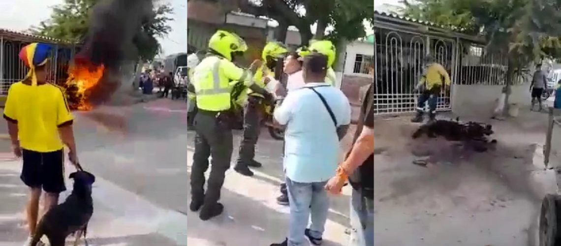 Hombre incendió motocicleta