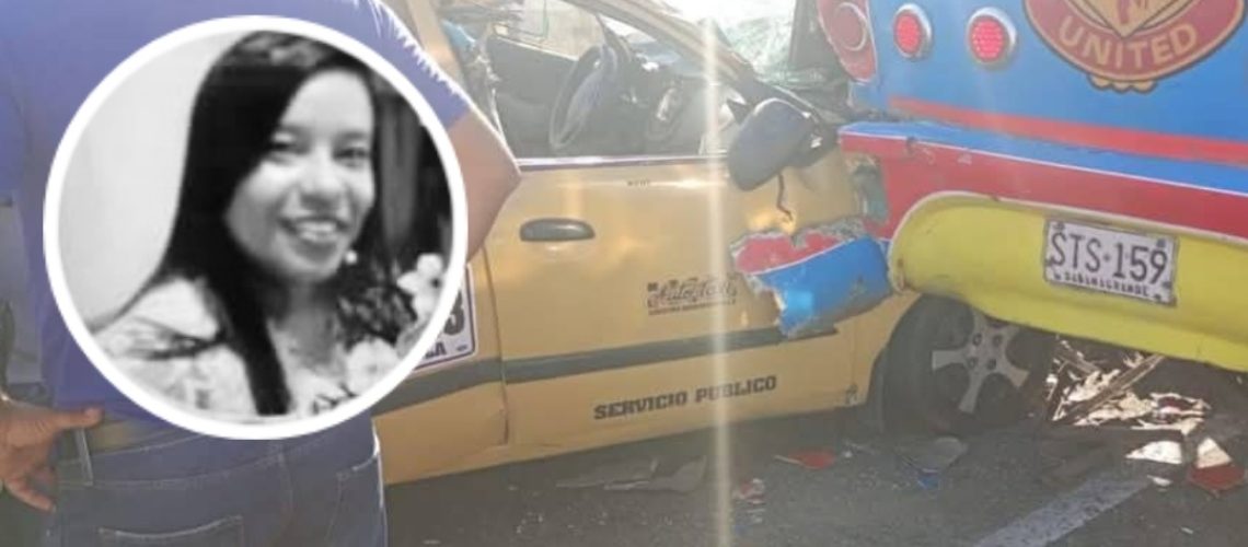 Accidente taxi y bus Malambo