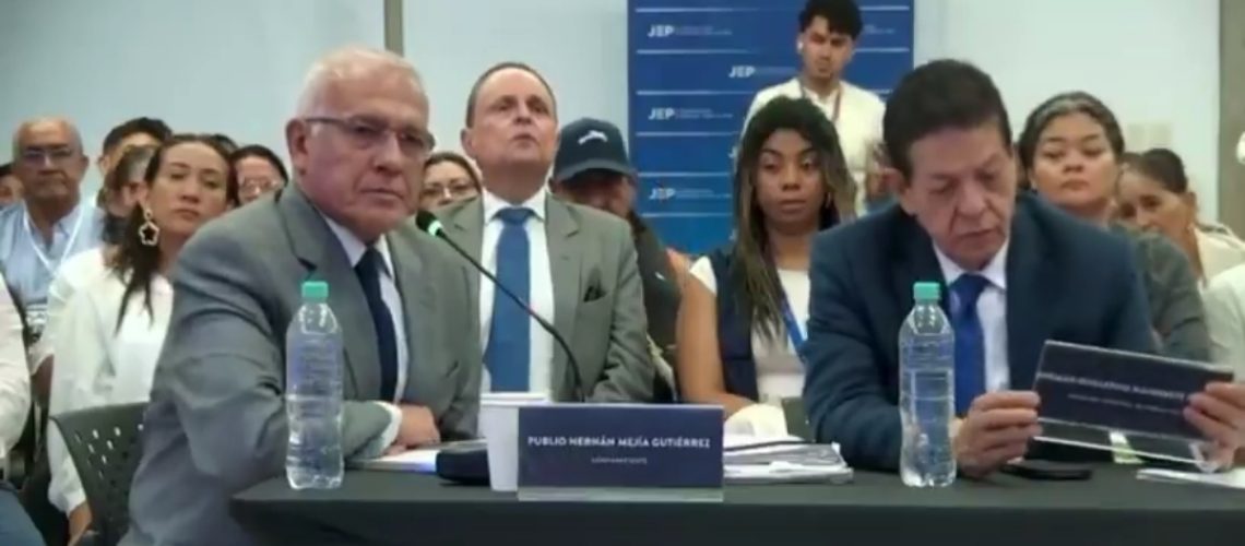 Coronel (r) Hernán Mejía en audiencia ante la JEP