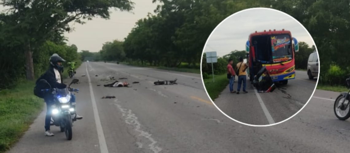 Accidente fatal choque de bus y motocicleta en la Oriental, Ponedera