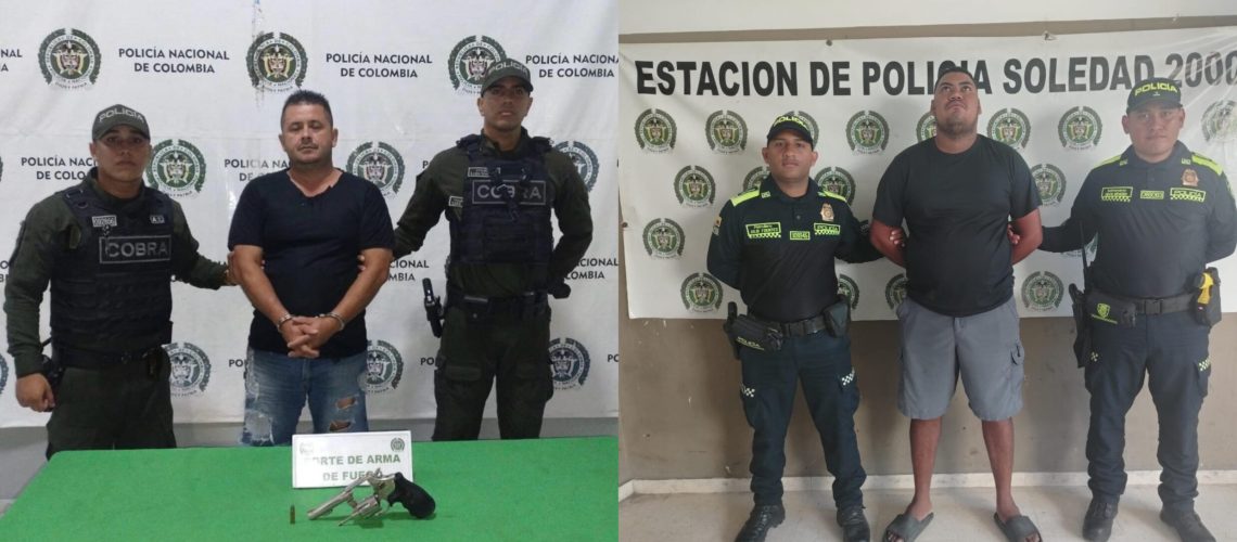 Capturados porte ilegal de armas de fuego en Barranquilla y Soledad