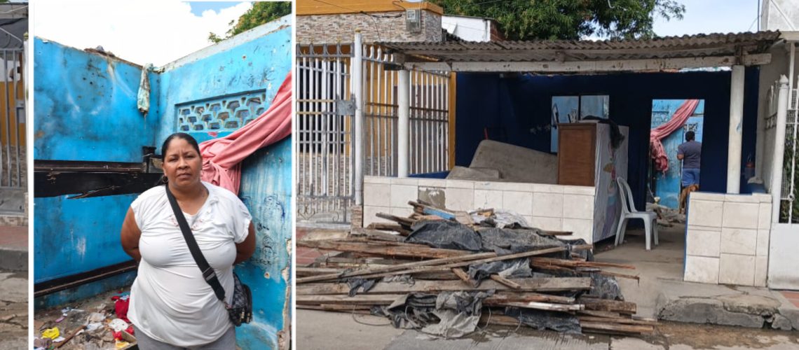 Derrumbe techo de casa en el barrio El Santuario de Barranquilla