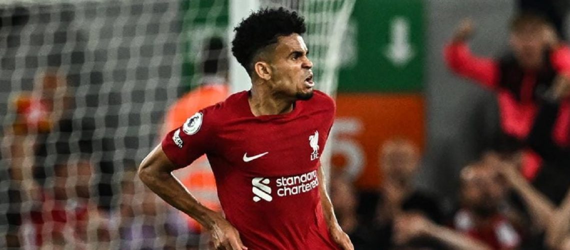 Luis Díaz celebra su primer gol 2022-2023 con Liverpool