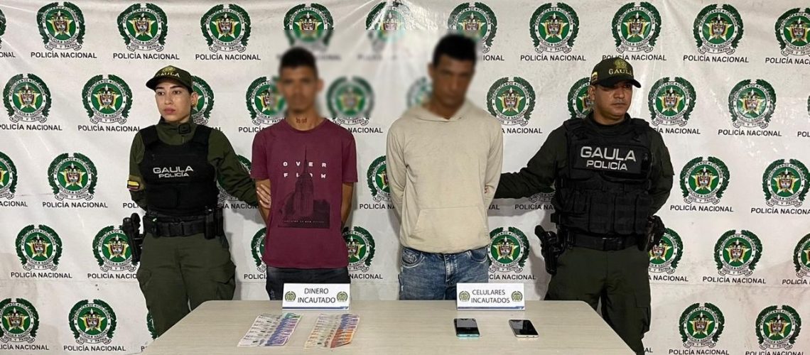 Presuntos extorsionistas capturados barrio La Paz Barranquilla
