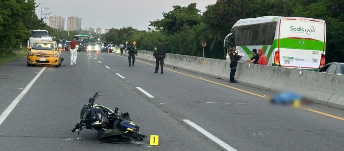 accidente vía a La Playa, a la altura de la Ciénaga de Mallorquín