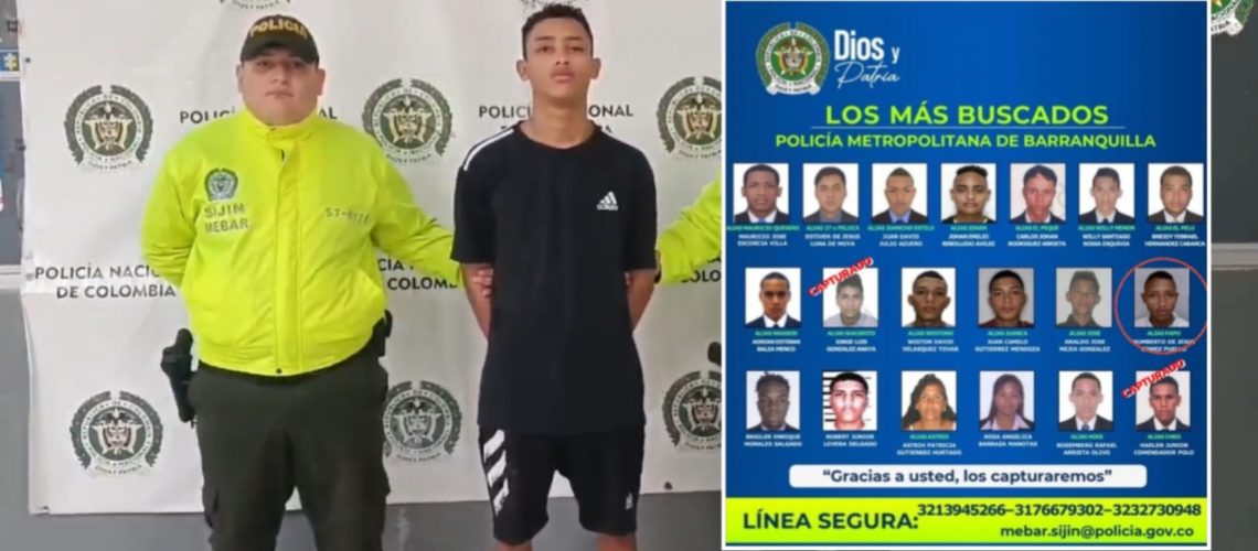 alias Papo, de los más buscados por homicidio en Barranquill