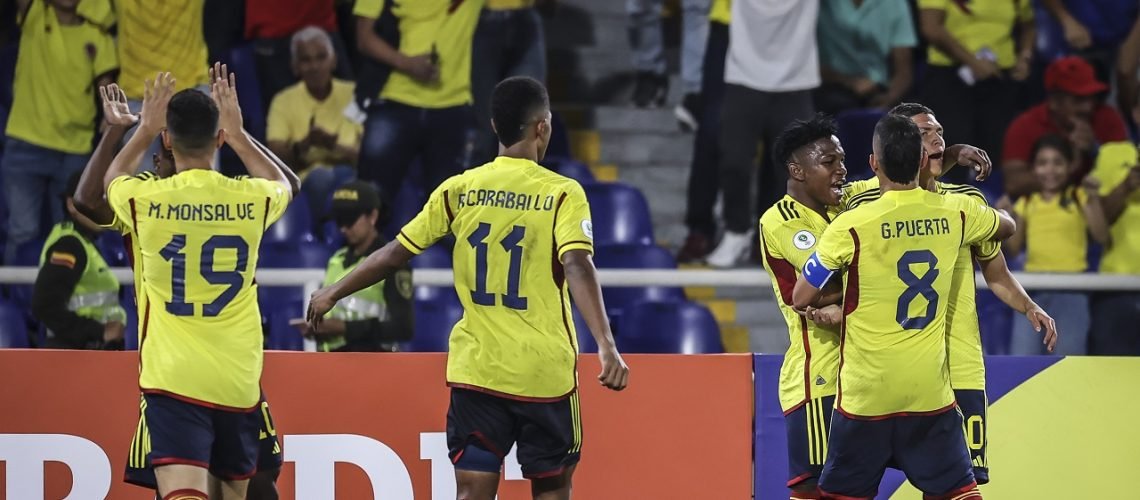 celebra colombia sub20 gol ante paraguay
