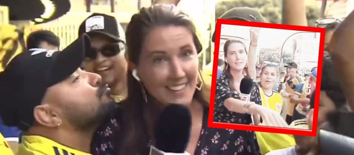hincha intenta besar a periodista